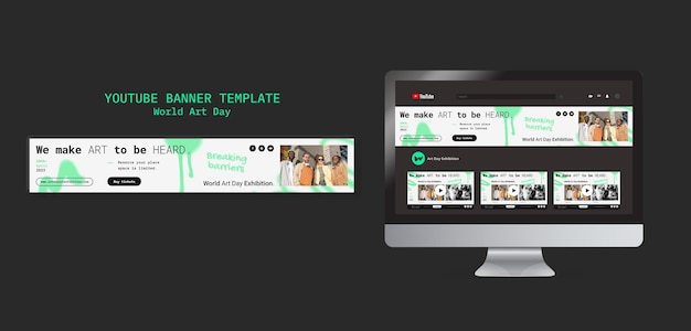 Free PSD youtube banner template for world art day