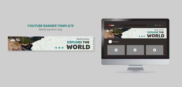 Free PSD youtube banner template for world tourism day