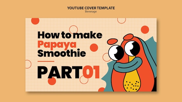 Youtube cover beverage characters design template