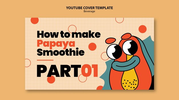 Youtube cover beverage characters design template