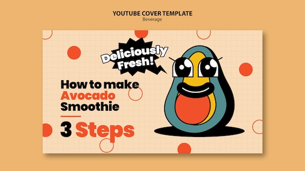 Free PSD youtube cover beverage characters design template