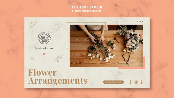 Free PSD youtube cover for floral arrangements shop