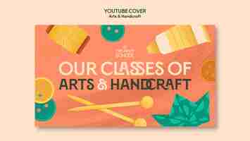 Free PSD youtube cover template for arts and crafts classes