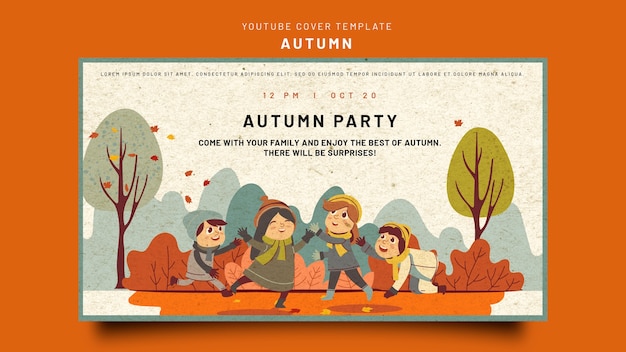 Free PSD youtube cover template for autumn celebration
