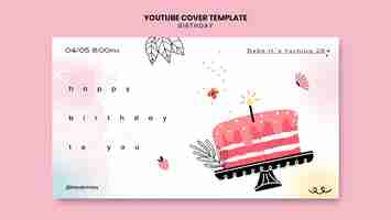 Free PSD youtube cover template for birthday celebration