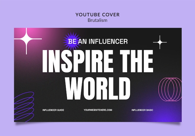 Free PSD youtube cover template in brutalism style