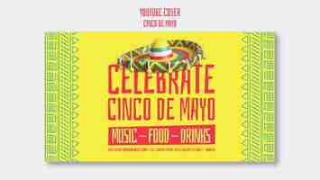 PSD gratuito modello di copertina di youtube per la celebrazione del cinco de mayo