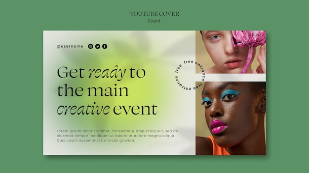 Free PSD youtube cover template for creative event