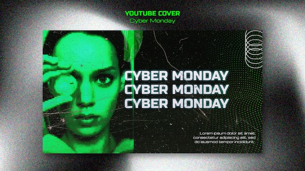 PSD gratuito modello di copertina di youtube per le vendite del cyber lunedì