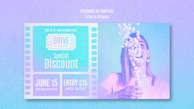 Free PSD youtube cover template for drive-in cinema experience