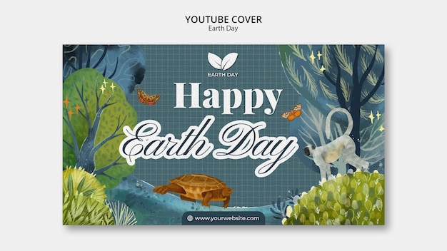 Free PSD youtube cover template for earth day celebration