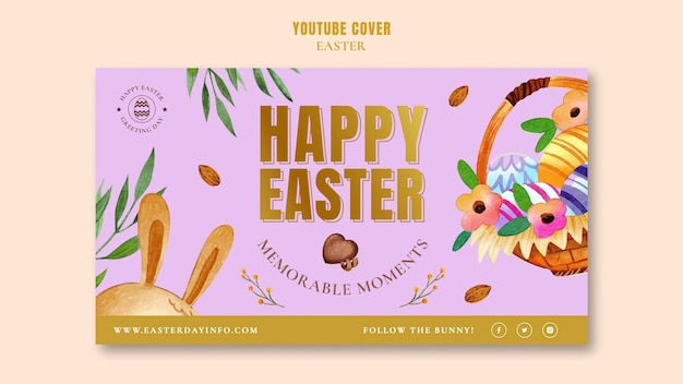 PSD gratuito modello di copertina di youtube per la celebrazione della pasqua