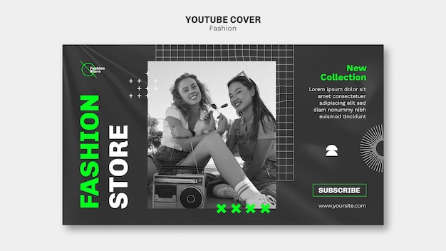 Free PSD youtube cover template for fashion store sale