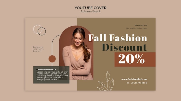 無料PSD 秋のファッションのためのyoutubeカバーテンプレート