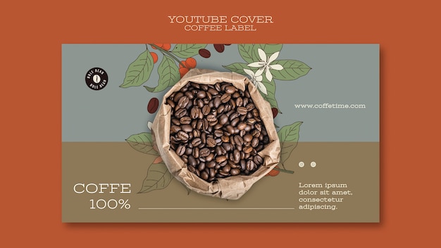 무료 PSD 커피 라벨용 유튜브 커버 템플릿
