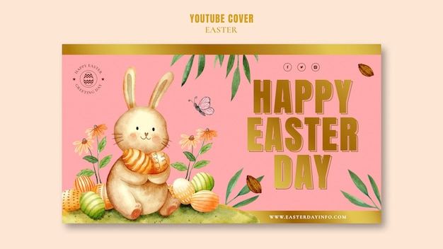 Бесплатный PSD Шаблон обложки youtube для празднования пасхи