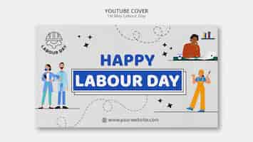 Бесплатный PSD Шаблон обложки youtube для празднования дня труда