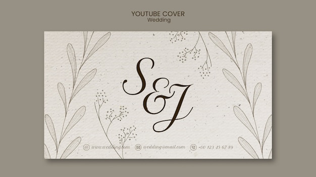 Бесплатный PSD Шаблон обложки youtube для свадебного торжества