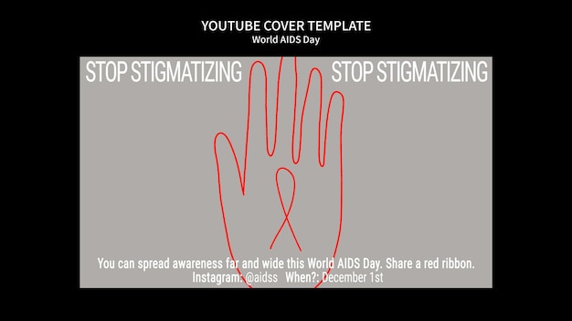 無料PSD 世界エイズデー啓発のための youtube カバー テンプレート