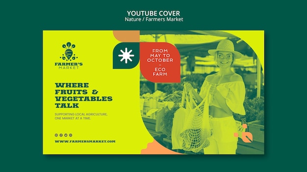 Youtube cover template for fresh and organic farmer's marker food