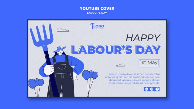 Шаблон обложки youtube для празднования дня труда