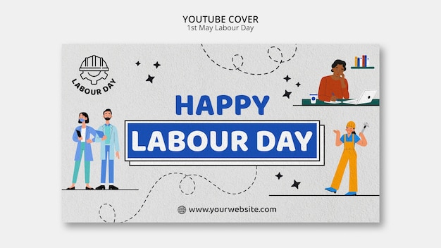 PSD gratuito modello di copertina di youtube per la celebrazione della festa del lavoro
