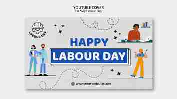 Free PSD youtube cover template for labor day celebration