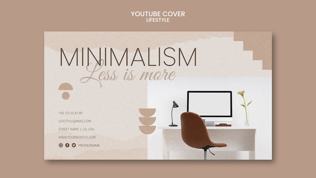 Youtube cover template for minimalistic interior design
