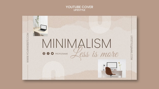 Free PSD youtube cover template for minimalistic interior design