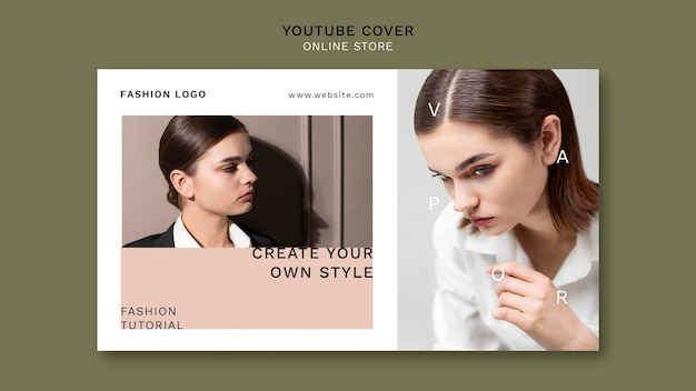 Free PSD youtube cover template for minimalistic online fashion store