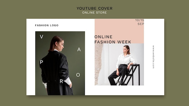 Free PSD youtube cover template for minimalistic online fashion store