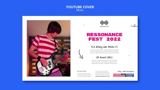 Modello di copertina di youtube per il festival musicale