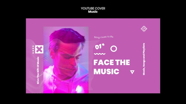 Youtube cover template for music listening – Free PSD download