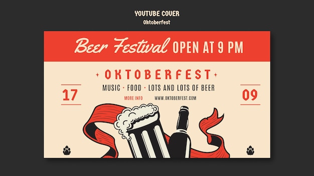 PSD gratuito modello di copertina di youtube per la celebrazione dell'oktoberfest