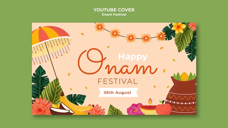 मुफ़्त PSD youtube cover template for onam celebration
