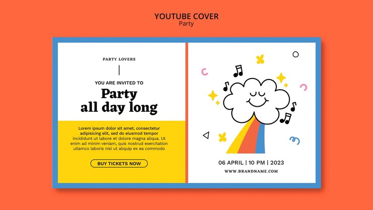 無料PSD パーティーやお祝い用のyoutubeカバーテンプレート