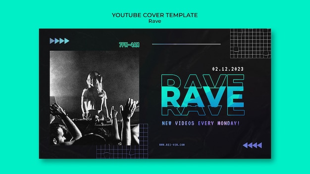 Youtube Cover Template for Rave Party – Free PSD Download
