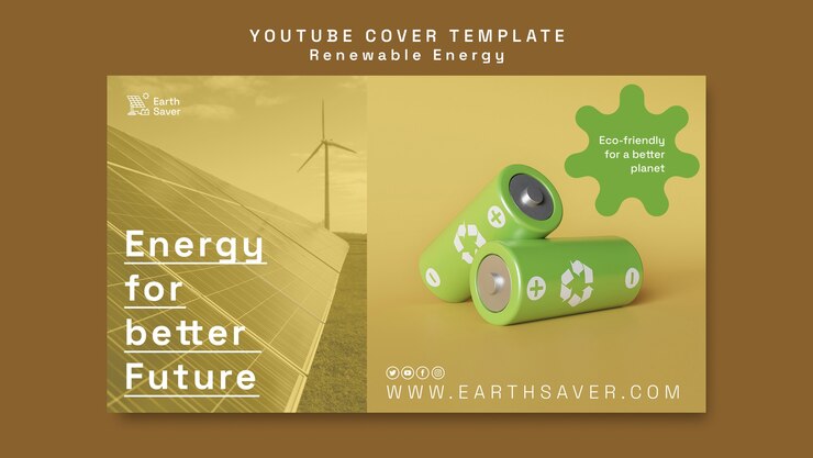 Free PSD youtube cover template for renewable energy