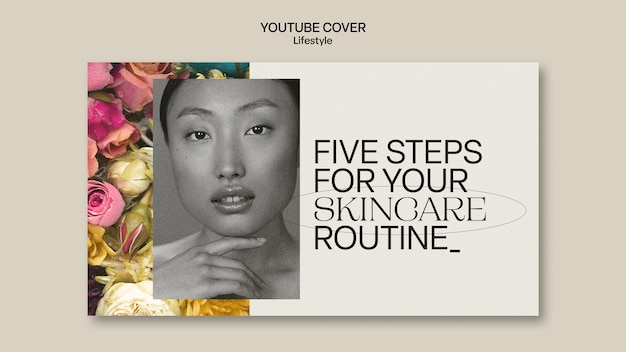 Free PSD youtube cover template for skincare and beauty