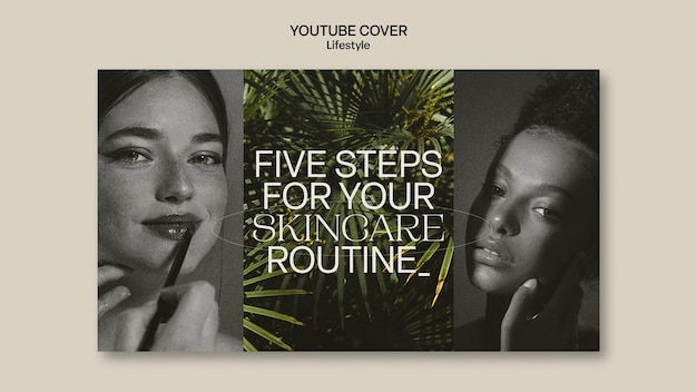 Free PSD youtube cover template for skincare and beauty