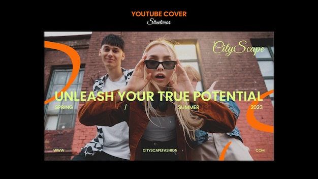 PSD gratuito modello di copertina di youtube per lo shopping di moda streetwear