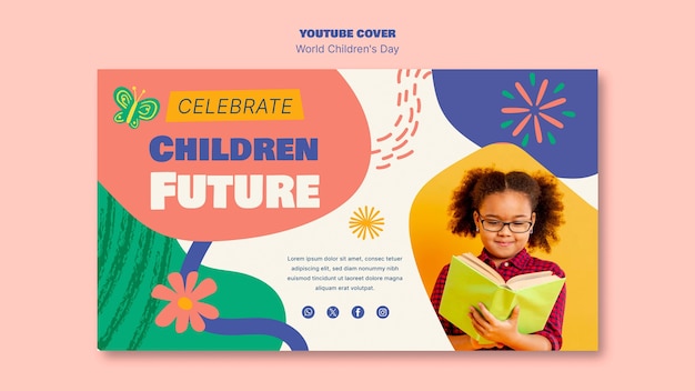 Youtube cover template for world children's day celebration