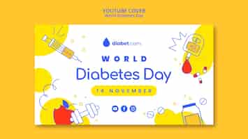 PSD gratuito modello di copertina di youtube per la celebrazione della giornata mondiale del diabete