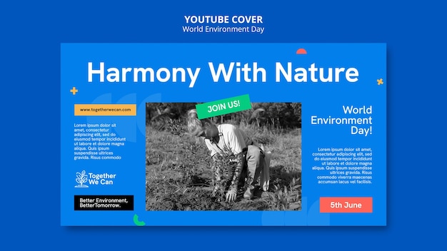 Modello di copertina di youtube per la celebrazione della giornata mondiale dell'ambiente