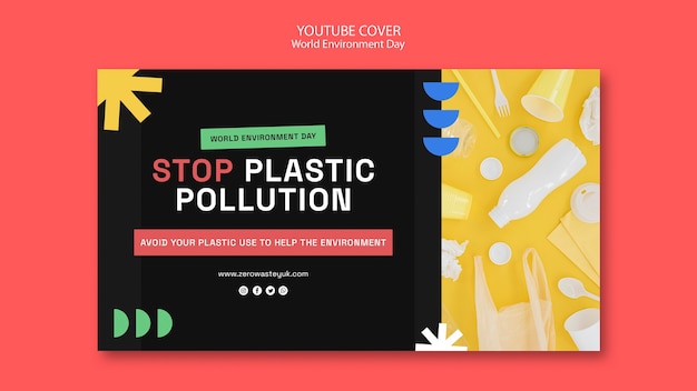 PSD gratuito modello di copertina di youtube per la celebrazione della giornata mondiale dell'ambiente