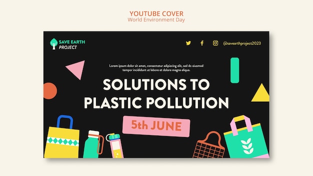 PSD gratuito modello di copertina di youtube per la celebrazione della giornata mondiale dell'ambiente