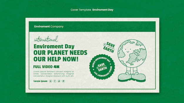 Modello di copertina di youtube per la celebrazione della giornata mondiale dell'ambiente