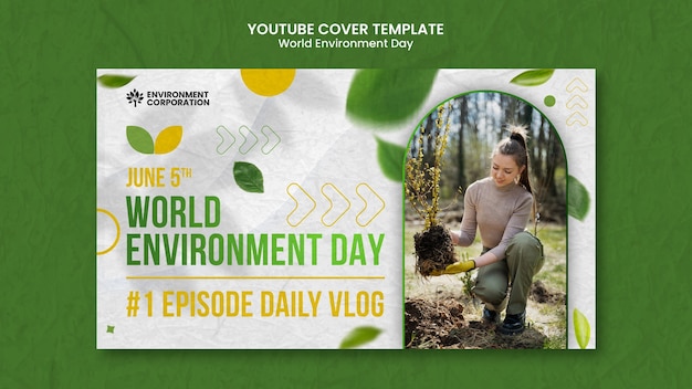 Modello di copertina di youtube per la celebrazione della giornata mondiale dell'ambiente