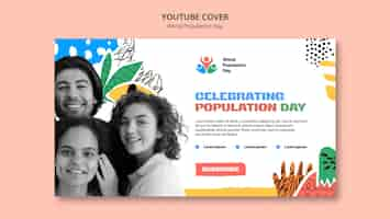 Free PSD youtube cover template for world population day celebration