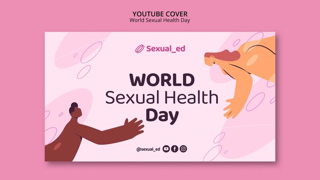 Шаблон обложки youtube для Всемирного дня сексуального здоровья с обнаженной парой